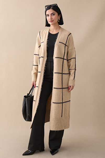 InStyle Бежевий трикотажний кардиган зі смужками