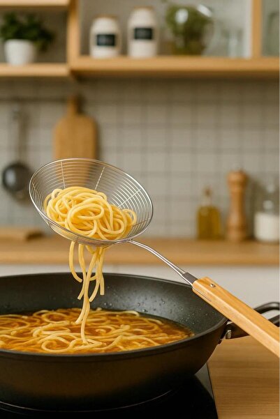 Bambum Ladle with Bamboo Handle Wire Colander 18cm