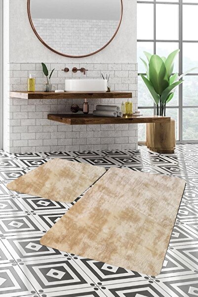 Sarar 2'li Büyük Xl Boy Post Peluş Banyo Takımı 120x80 80x50 Damalı