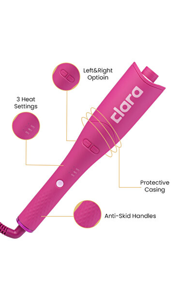 Clara Oil-Coated Protective Auto-Curler – Anti-Burn, Tangle-Free, Auto Shut-Off | 3 Heat Settings
