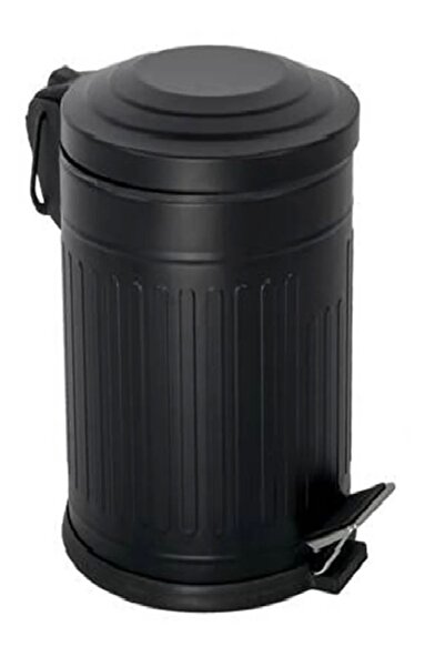 GörSeç 12 Liter Black Vintage Pedal Dustbin Kitchen Dustbin Bathroom Dustbin Shock Absorber Slow Lid