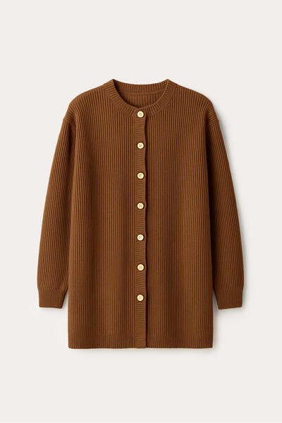 Touché Privé Gold Buttoned Long Cardigan