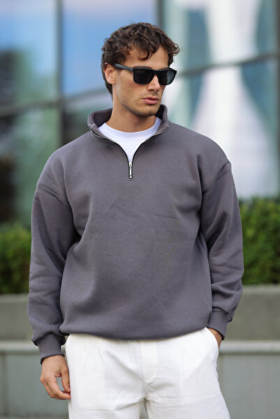 aziso Hanorac pentru bărbați, cu tăietură confortabilă, cu jumătate de fermoa...