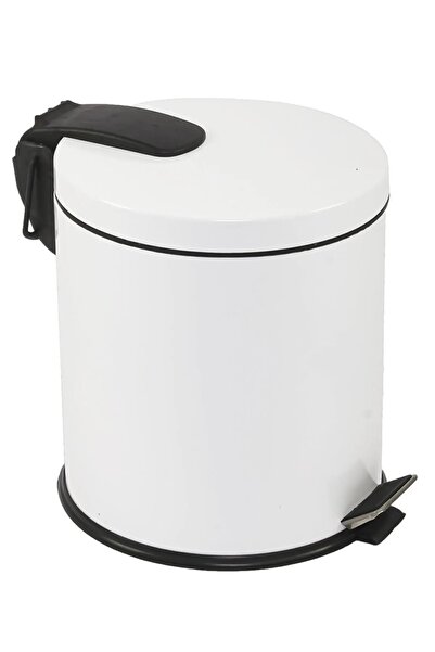 GörSeç White Kitchen Stainless Steel Pedal Metal 20 Liter Trash Can 20 Lt Luxury Trash Can Liter Bathroom