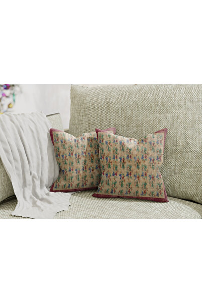 TURKISHRUG KINGDOM غطاء وسادة أنيق ذو وجهين بتصميم خاص باللون البيج الكريمي و...