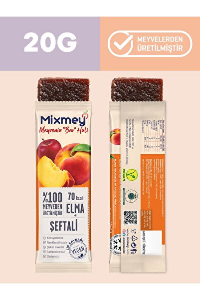 mixmey Tatlı Sever Meyve Barı – 24 Adet | Sağlıklı Atıştırmalıklar – Vegan, Glutensiz (20GR X 24 ADET)