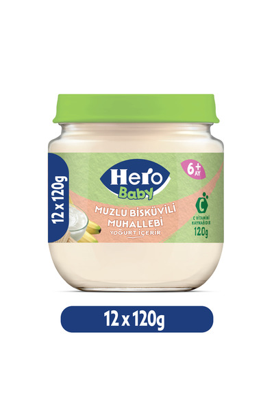 Hero Baby Muzlu Bisküvili Muhallebi Kavanoz Mama 120g X 12 (1440G)