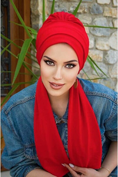 Aişe tesettür Red Scarf Hijab Bonnet
