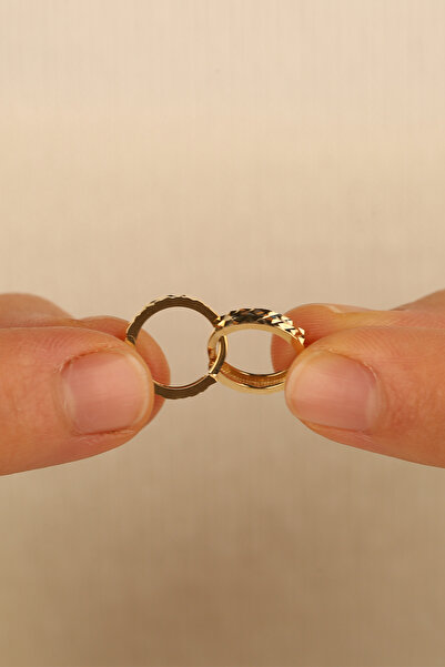 Çgk Çiğdem Gürel Kuyumculuk 14 Ayar Kalemli Halka Altın Küpe