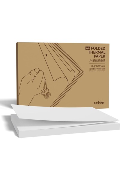 Choice ورق طباعة حراري مطوي بحجم A4 من PeriPage، 100 صفحة، يدوم طويلًا، 8.5 ×...