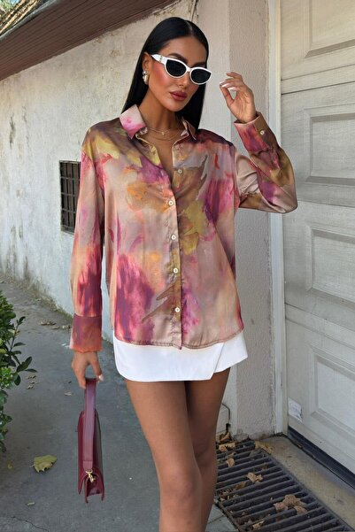 Lijuri Cămașă din satin cu model batik 3445 R9-C-K2