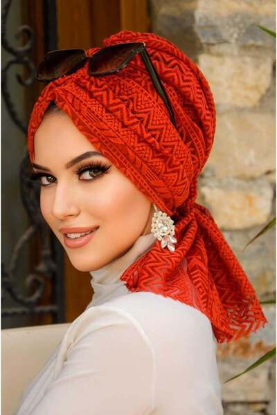 Aişe tesettür Taba Dantel Tokalı Bone
