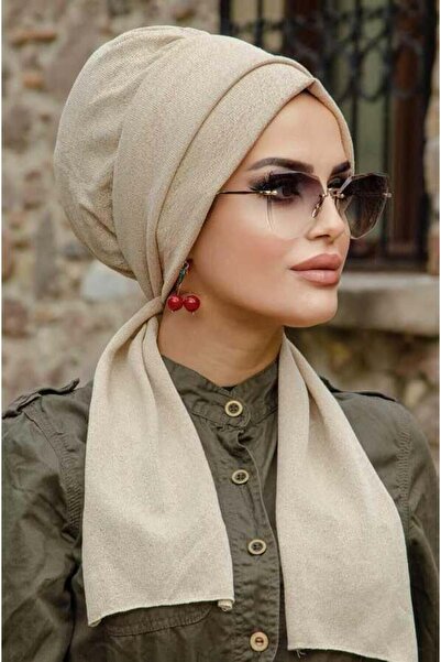 Aişe tesettür Cream Glitter Scarf Hijab Bonnet