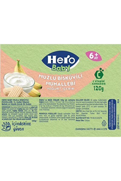 Hero Baby Muzlu Bisküvili Muhallebi Kavanoz Mama 120g X 12 (1440G)
