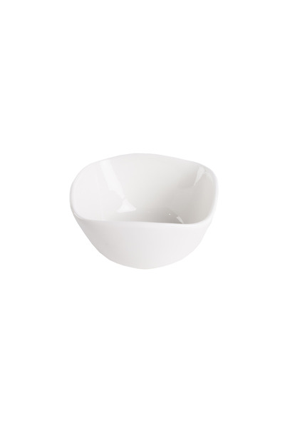 SQUALO Square (porcelain) bowl with curved edges, elegant and modern design - white 12.5x12.5x7 cm