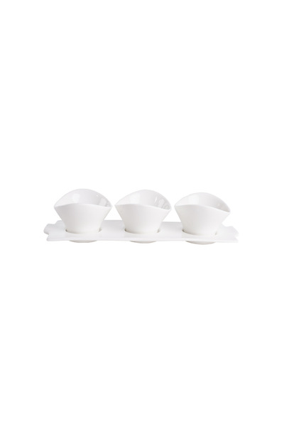 SQUALO 3-compartment bowl (porcelain) with an elegant and modern design - white 27.8x9.5x6.5 cm