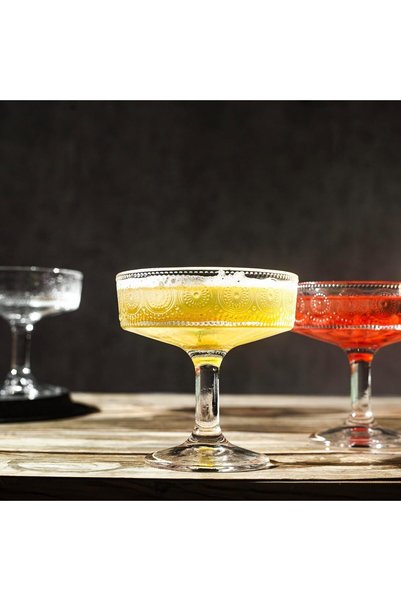 package home Romantic Engraved Martini Glasses 6-Pack - Glassware for Cocktails, Parties, and Gifts