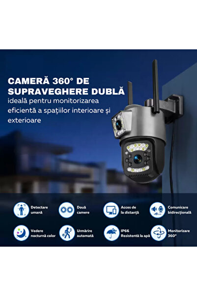 easyCTRL 360° Video Surveillance Camera, Dual, Wi-Fi, 2K, 4MP, PTZ, Infrared Night Vision, IP66, easyCTRL®