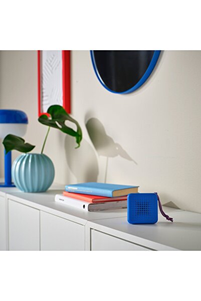 IKEA مكبر صوت VAPPEBY محمول بتقنية البلوتوث، مقاوم للماء/أزرق