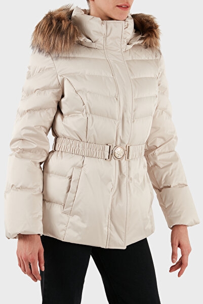 Guess Marina Regular Fit Çıkarılabilir Kapüşonlu Kemerli Mont W5BL31W2802 MONT W5BL31 W2802 A1