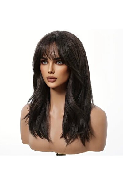 favorim peruk Yeni sezon koyu kahve perçemli vip peruk