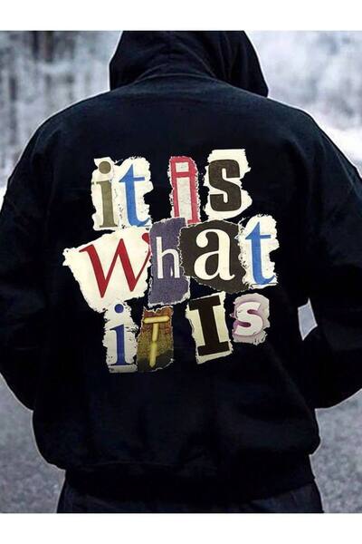 CLASSY.MODA Unisex 3 Thread Hooded Sweatshirt with Kangaroo Pocket Colorful Text Printed It Is What It Is