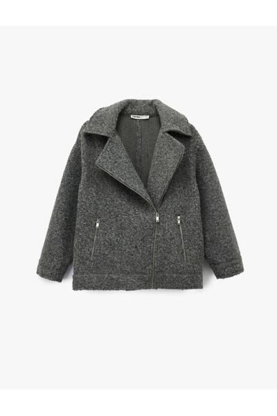 Koton Long Sleeve Pocket Zipper Detailed Short Boucle Coat (Aw 25)
