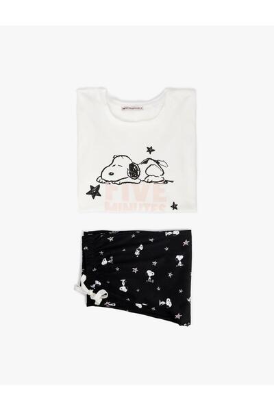 Koton Snoopy Printed Licensed Long Sleeve Crew Neck Cotton Pajama Set (Aw 25)