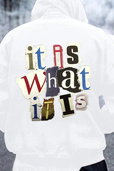 CLASSY.MODA سترة يونيسكس بقلنسوة وثلاثة خيوط مع جيب كنغر، مطبوع عليها نص ملون...