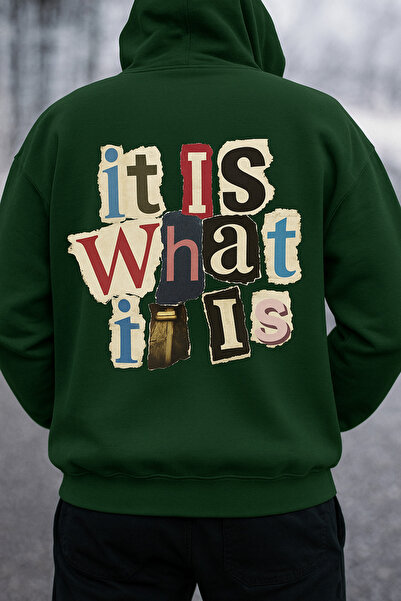 CLASSY.MODA Unisex 3 Thread Hooded Sweatshirt with Kangaroo Pocket Colorful Text Printed It Is What It Is