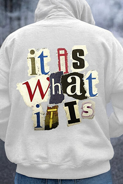 CLASSY.MODA Unisex 3 Thread Hooded Sweatshirt with Kangaroo Pocket Colorful Text Printed It Is What It Is