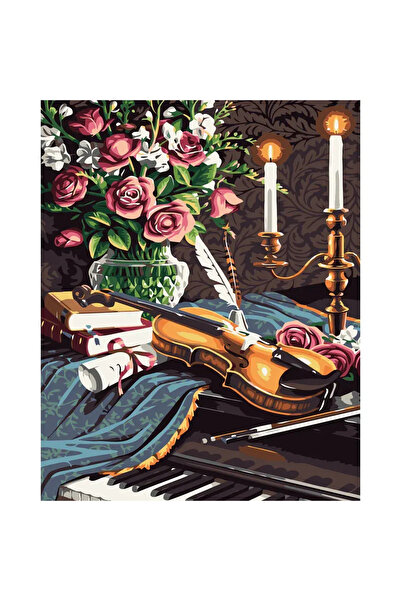 Genel Markalar Sayılarla Boyama Tuval 40x50 cm Keman ve Piyano