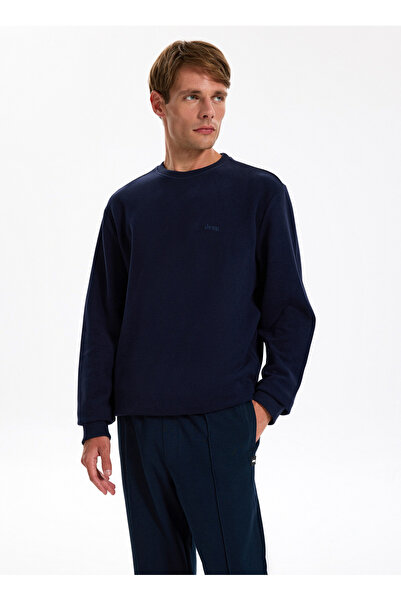 Jeep Bisiklet Yaka Düz Lacivert Erkek Sweatshırt J5WM-SWT7221