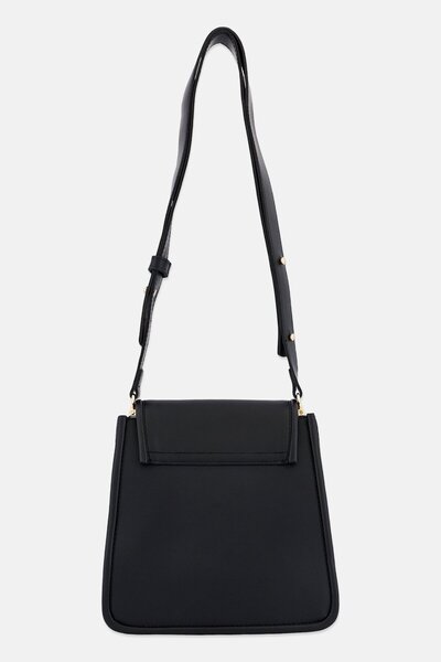 Lucky Bees Women Brand Logo Shoulder Bag, Black