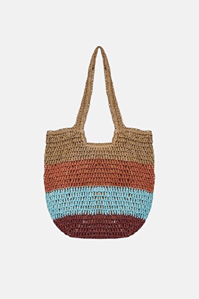 Tchibo Women Colorblock Shopper Bags 40 H x 43 L x 1 W cm, Brown