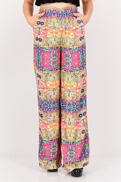 Forever 21 Women Regular Fit Allover Print Wide Leg Pants, Multicolor