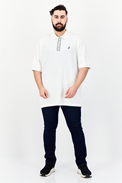 Nautica Men Regular Fit Brand Logo Short Sleeves Polo, White