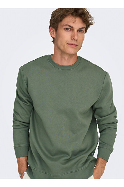 Only & Sons O Neck Green Men's Sweatshirt Onsconnor Life Reg Crew Neck Sweat