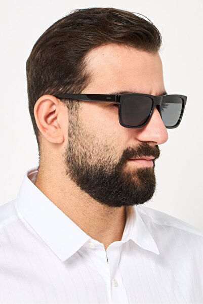 BOSS Men 20173908658QT Rectangle Sunglasses, Black