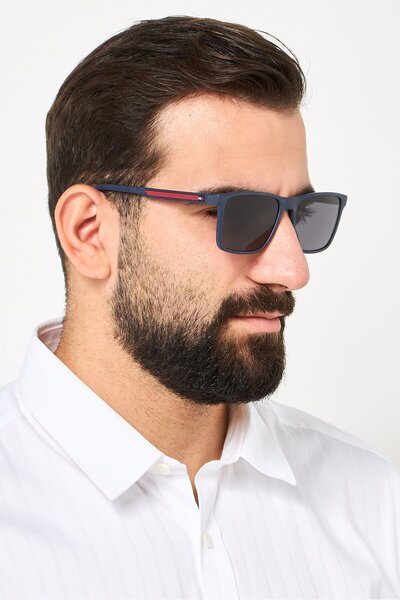 Tommy Hilfiger Men 2078948RU56IR Rectangular Sunglasses, Navy