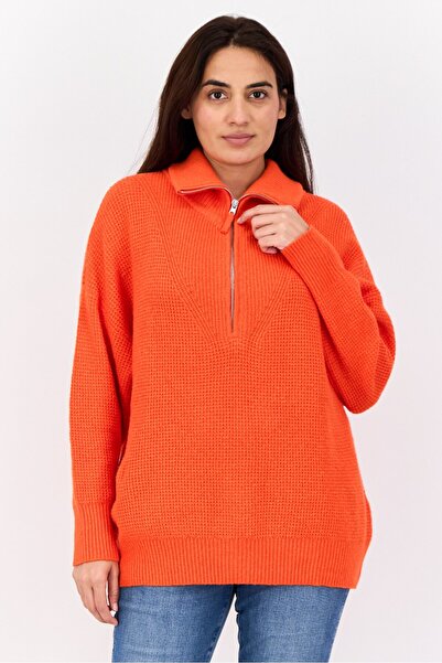 aerie Women Turtle Neck Knitted Sweater , Orange