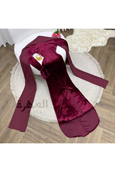 Al Mahra Boutique Burgundy velvet mermaid evening dress