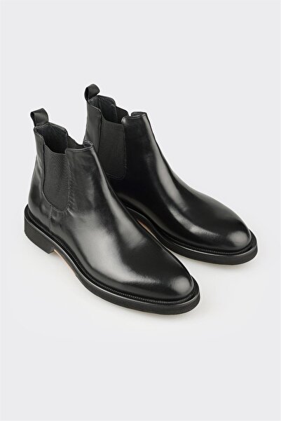 Elle Shoes Siyah Deri Erkek Klasik Bot