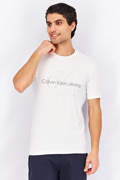 Calvin Klein Jeans Men Crew Neck Short Sleeve Graphic T-Shirt, White