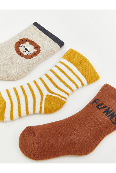 LC Waikiki Комплект от 3 раирани чорапи за бебе момче - W4Li75Z1