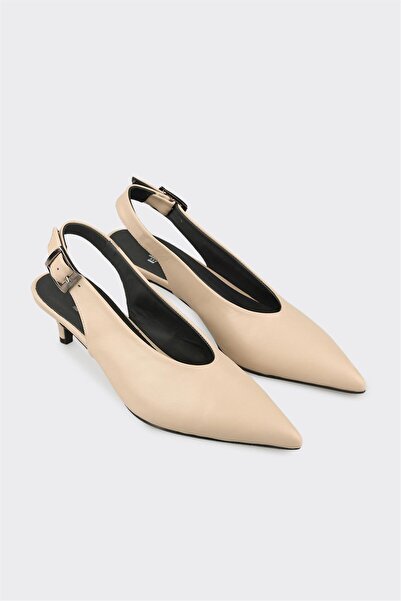Elle Shoes Bej Deri Kadın Ayakkabı