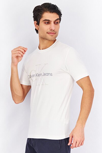 Calvin Klein Jeans Men Crew Neck Short Sleeve Graphic T-Shirt, White