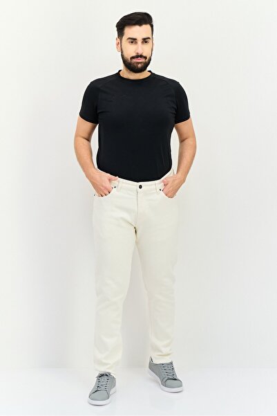 CELIO Men Slim Fit Solid Stretchable Jeans, Cream