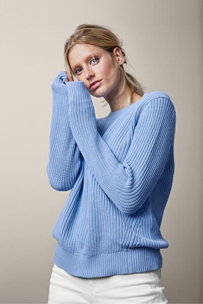 Tchibo Women Round Neck Knitted Sweater, Blue