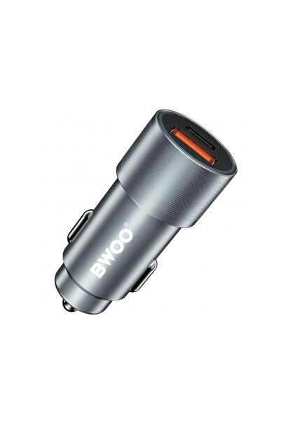 Bwoo Incarcator Auto BO-CC73 38W 3A 1 x USB-A - 1 x USB-C Argintiu